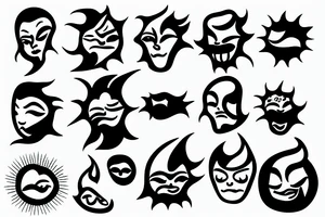 sun face blowing fire tattoo idea