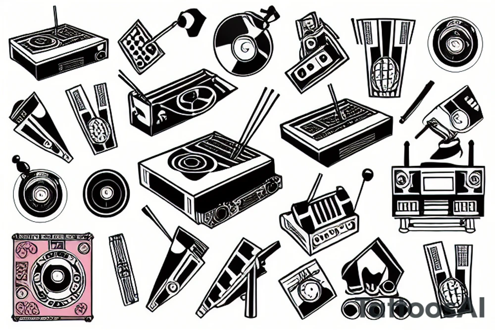Dj and turntables tattoo idea