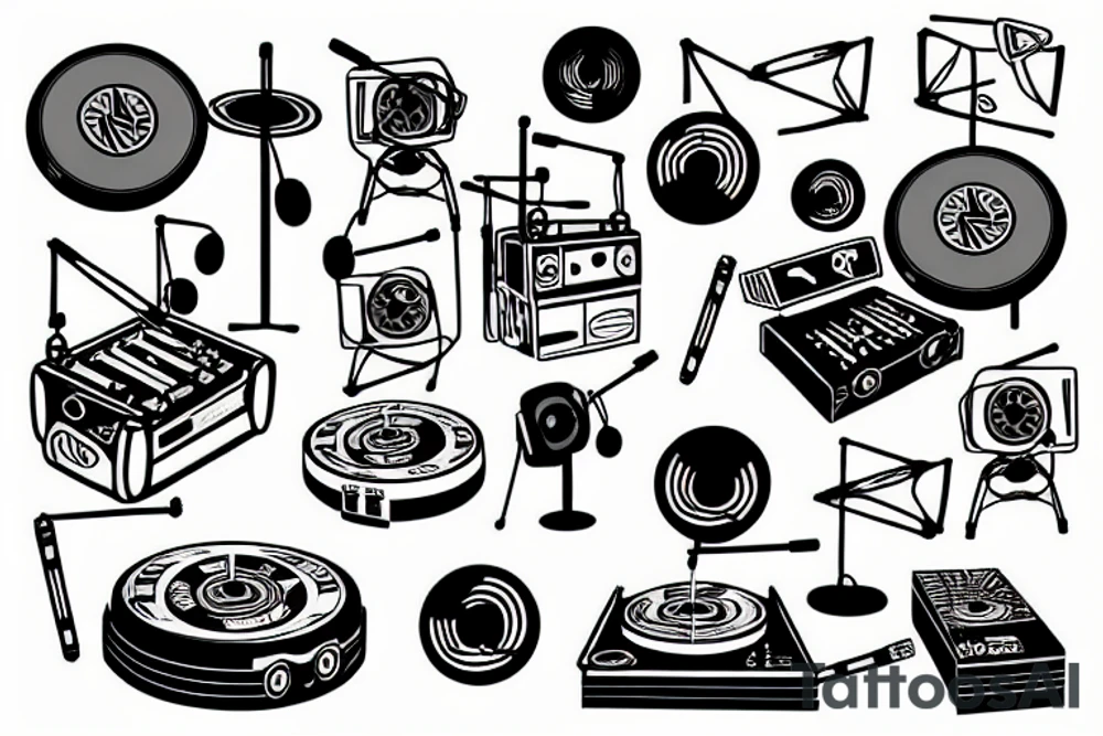 Dj and turntables tattoo idea