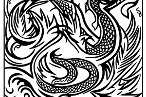 Black Dragon with candle. Trees in background. tattoo idea