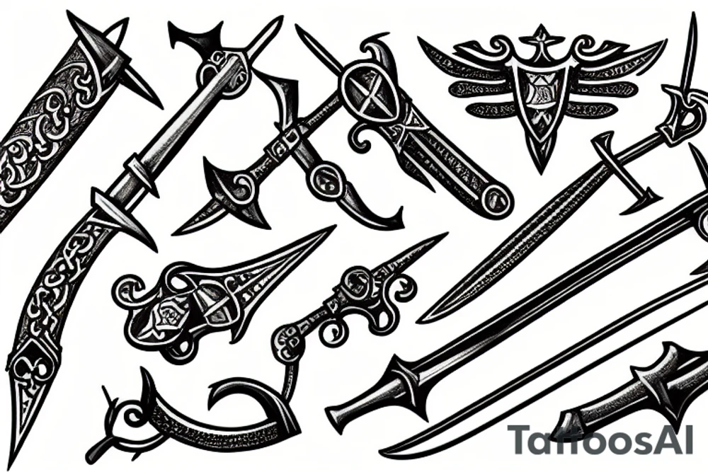 medieval weapons tattoo idea