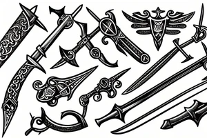 medieval weapons tattoo idea