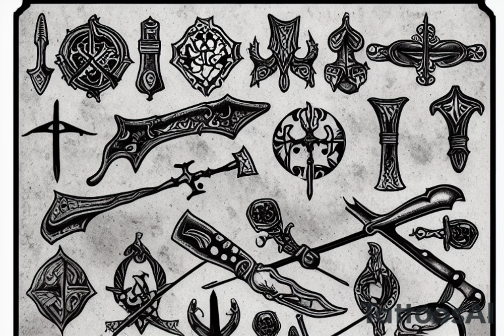 medieval weapons tattoo idea