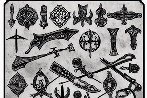 medieval weapons tattoo idea
