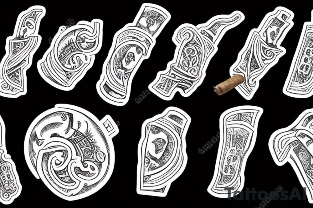 cigar smoking money with top hat tattoo idea