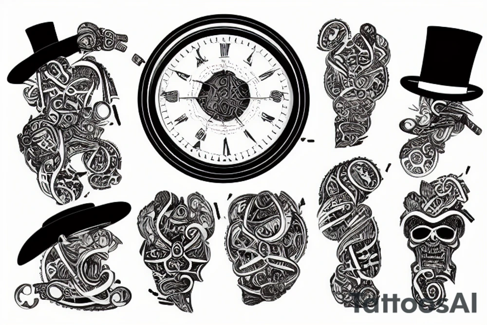 cigar smoking money with top hat tattoo idea