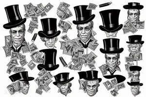 cigar smoking money with top hat tattoo idea