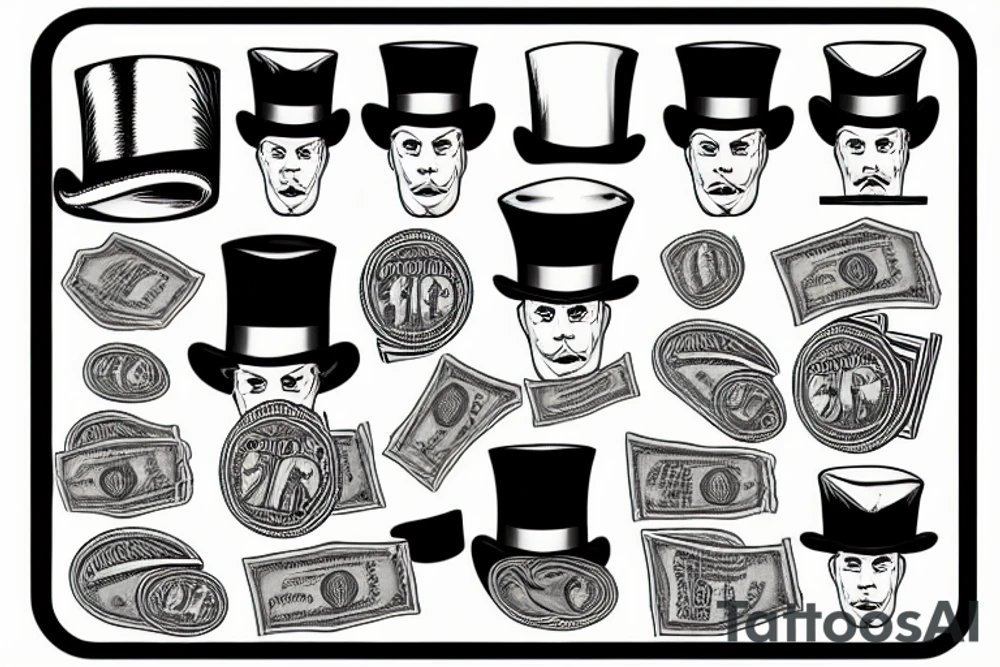 cigar smoking money with top hat tattoo idea