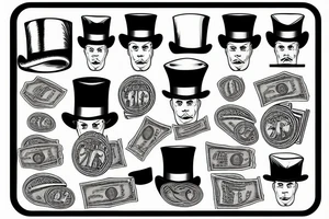 cigar smoking money with top hat tattoo idea