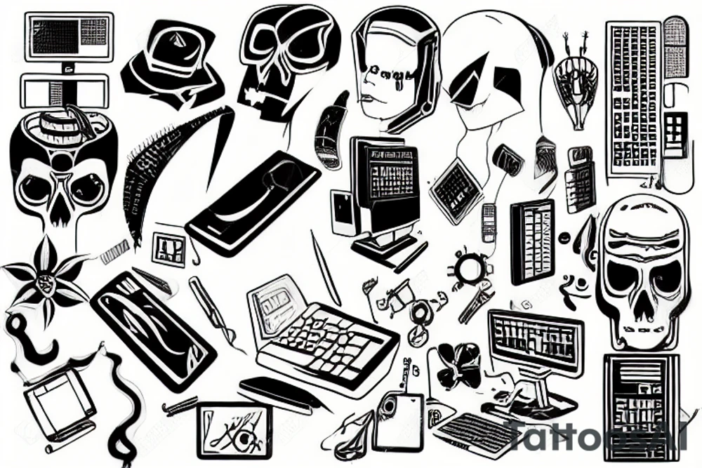 computer hacking tattoo idea
