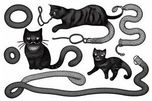 cat playing with rope tattoo idea