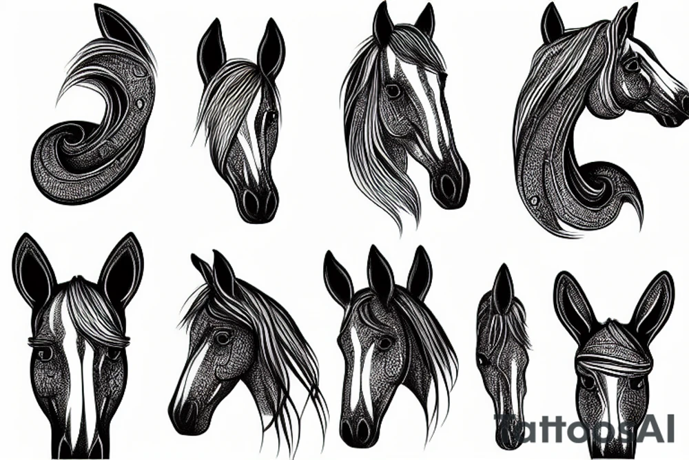 Horse with long ears tattoo idea
