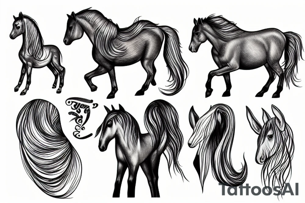 Horse with long ears tattoo idea