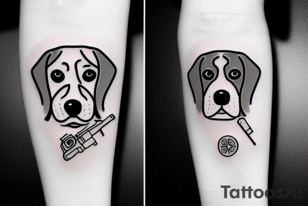 beagle with gun tattoo idea