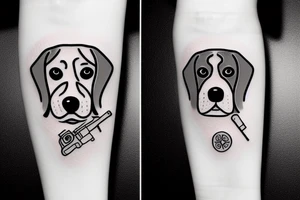 beagle with gun tattoo idea