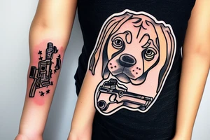 beagle with gun tattoo idea