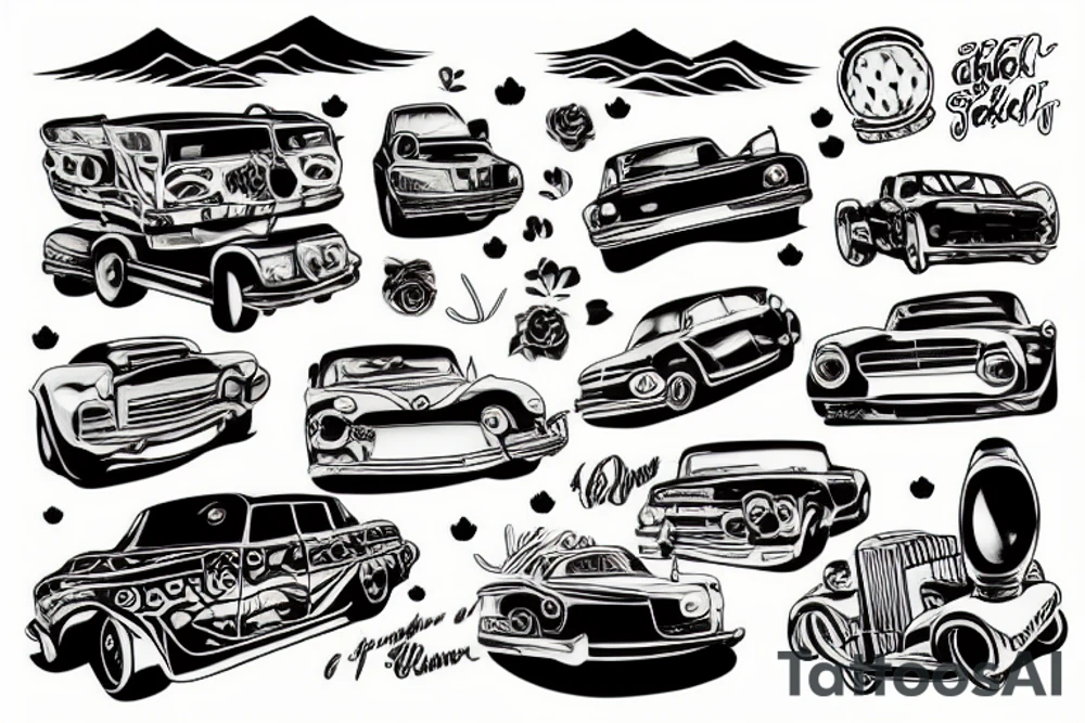 car during sunset tattoo idea