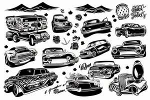 car during sunset tattoo idea