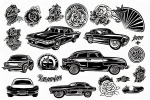 car during sunset tattoo idea