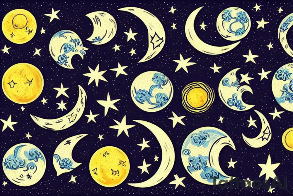 moon and stars tattoo idea
