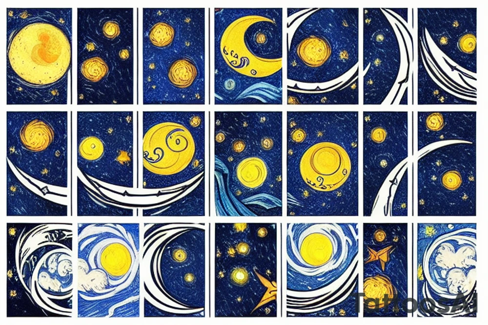 moon and stars tattoo idea