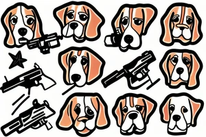 beagle with gun tattoo idea