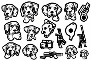 beagle with gun tattoo idea
