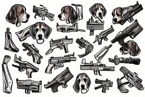beagle with gun tattoo idea
