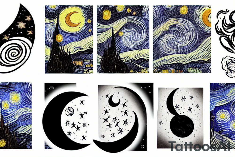 moon and stars tattoo idea