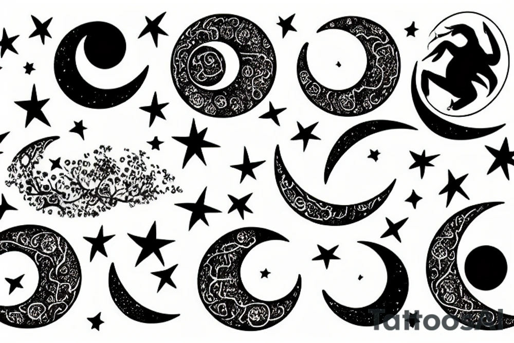moon and stars tattoo idea