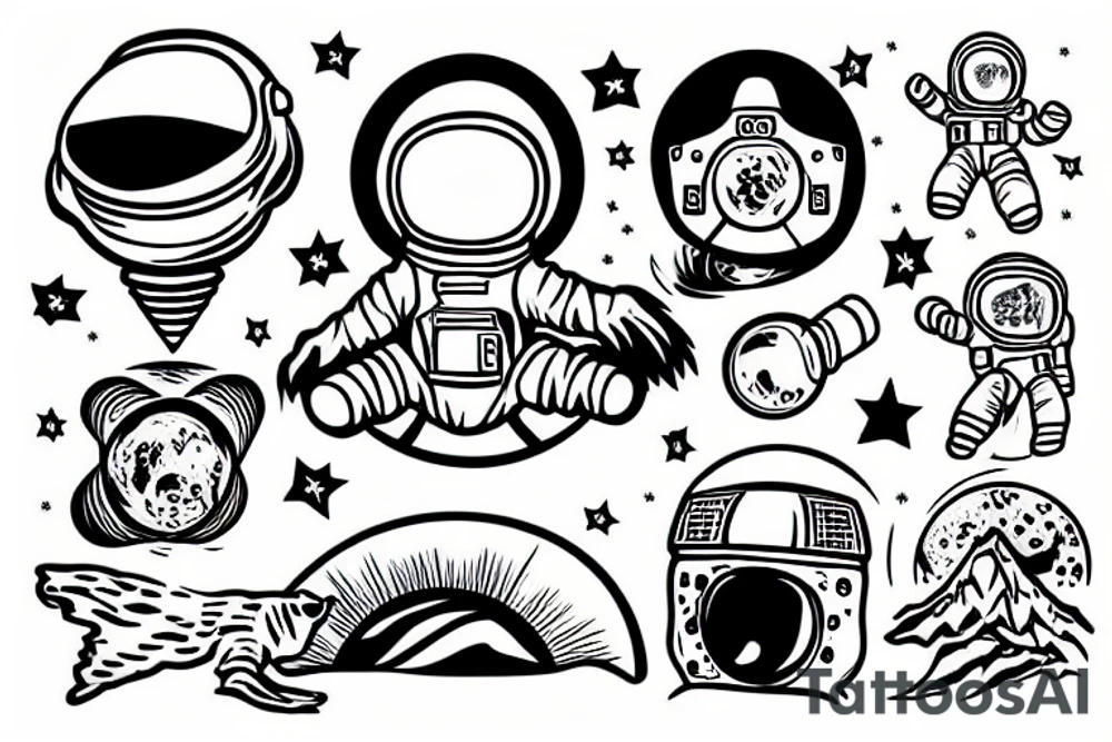 An astronaut floating in the middle of a hayfield tattoo idea