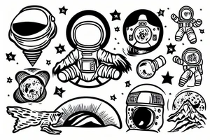 An astronaut floating in the middle of a hayfield tattoo idea
