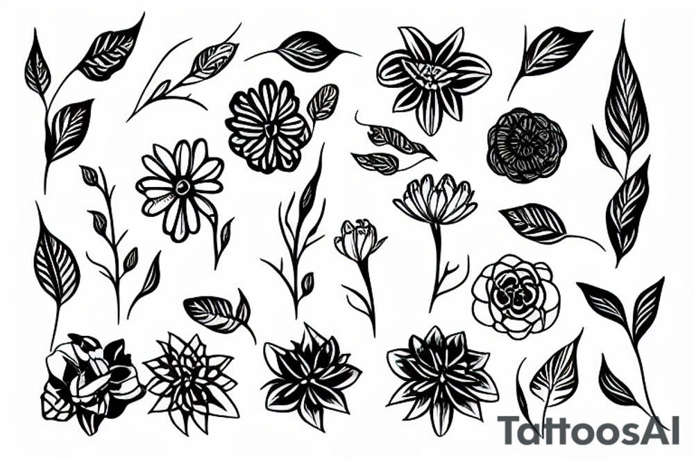 flower with long stem tattoo idea