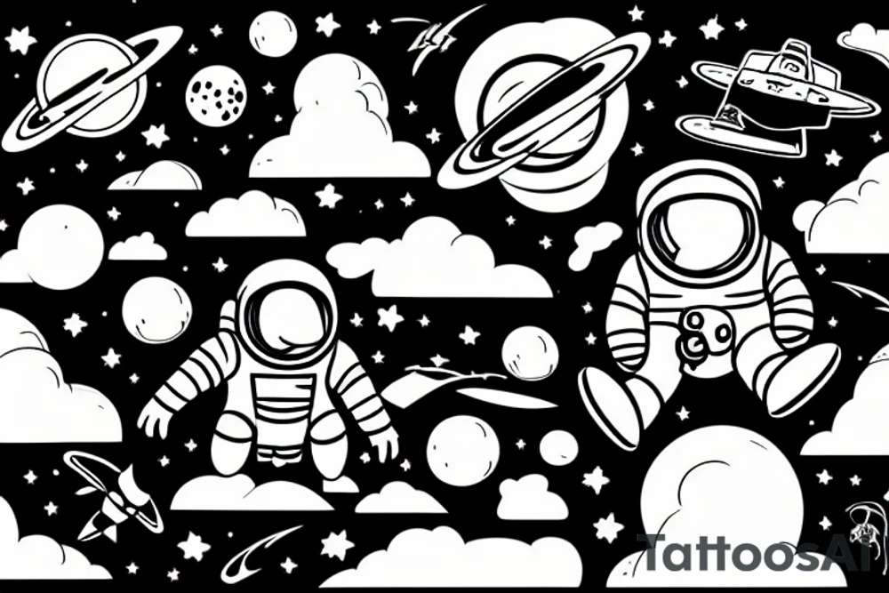 An astronaut floating in the middle of a hayfield tattoo idea