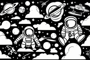 An astronaut floating in the middle of a hayfield tattoo idea