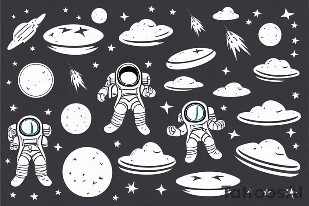 An astronaut floating in the middle of a hayfield tattoo idea