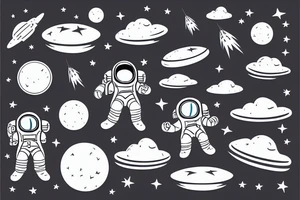 An astronaut floating in the middle of a hayfield tattoo idea