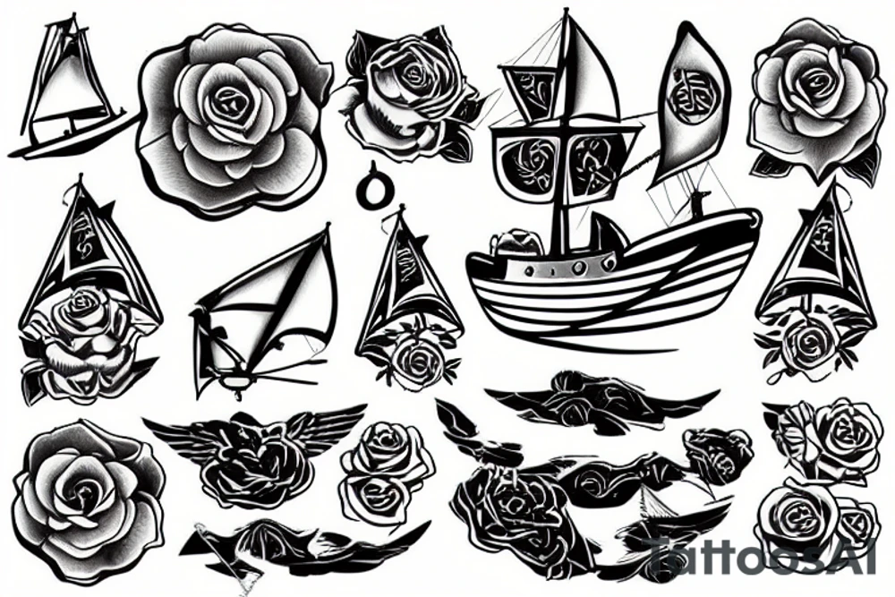 ship rose sabre tattoo idea