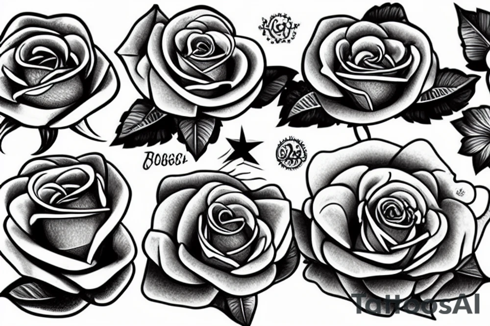 big ship roses tattoo idea