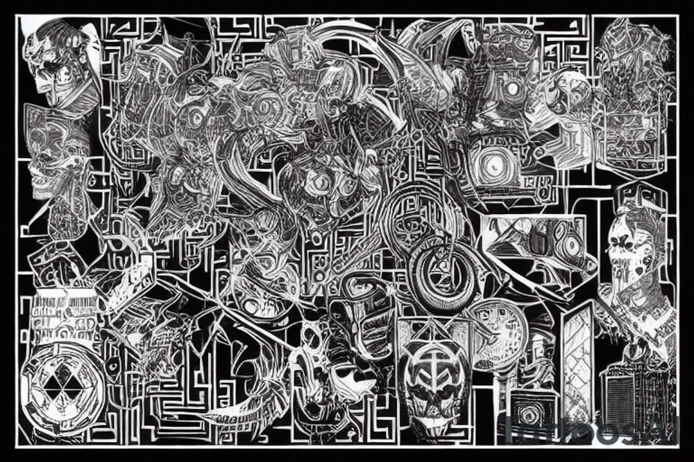 A cyberpunk maze tattoo idea