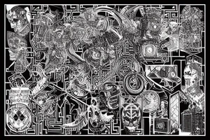 A cyberpunk maze tattoo idea