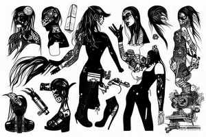 A cyberpunk woman tattoo idea
