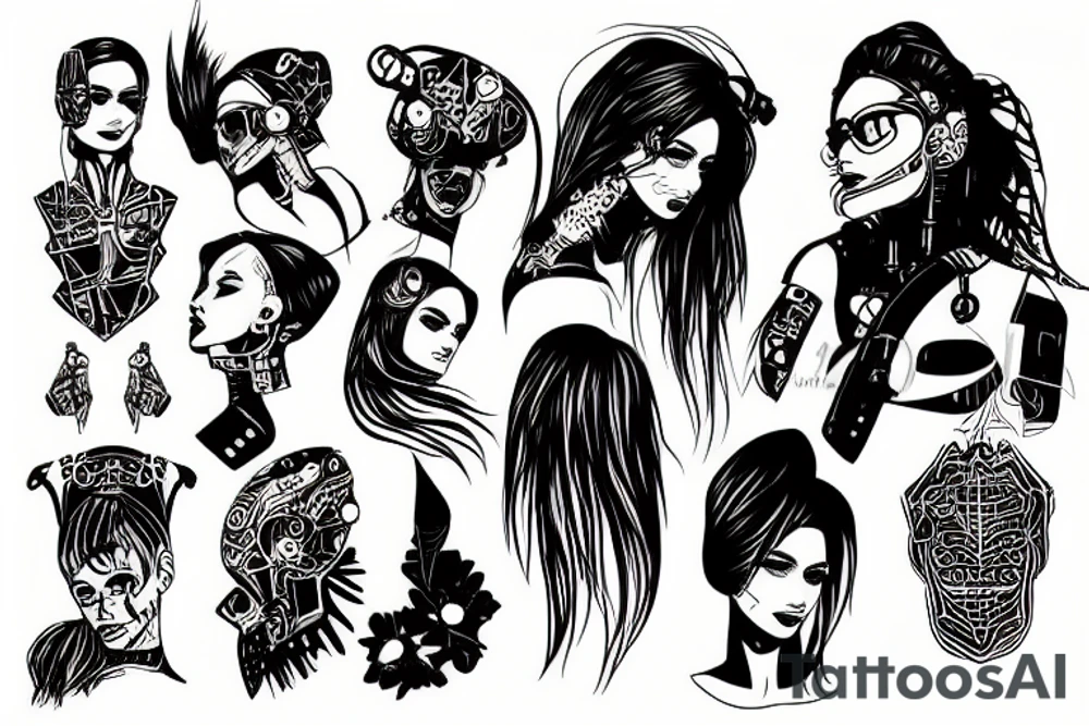 A cyberpunk woman tattoo idea