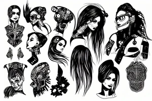 A cyberpunk woman tattoo idea