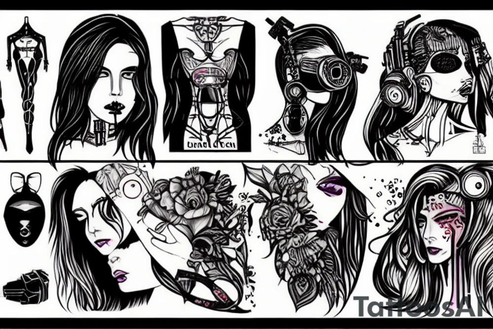 A cyberpunk woman tattoo idea