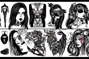 A cyberpunk woman tattoo idea