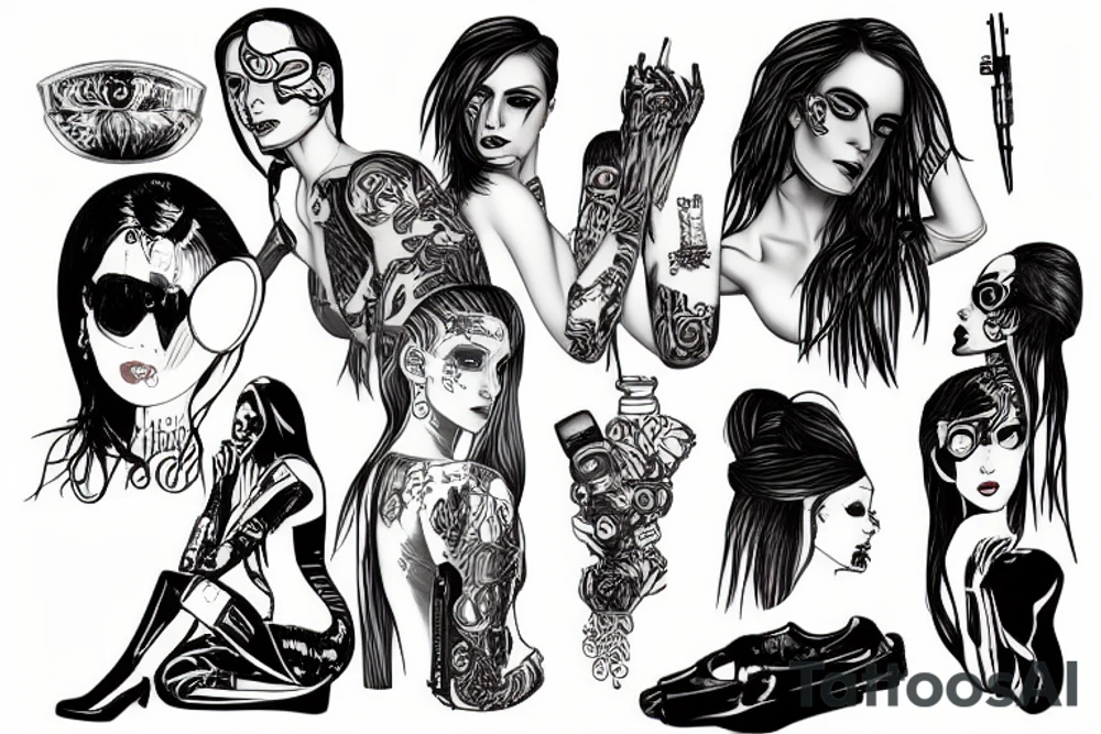 A cyberpunk woman tattoo idea