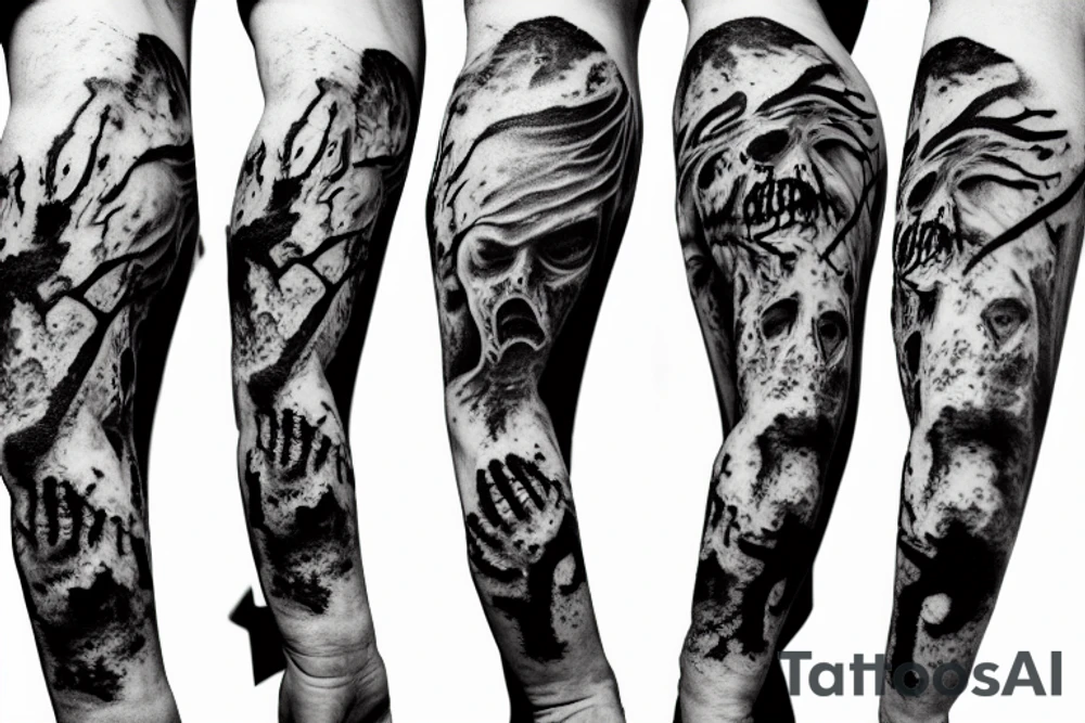 Zombie arm raising from a unmarked grave tattoo idea