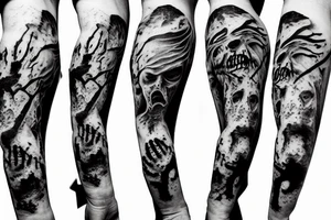 Zombie arm raising from a unmarked grave tattoo idea