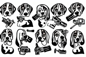 beagle with gun tattoo idea